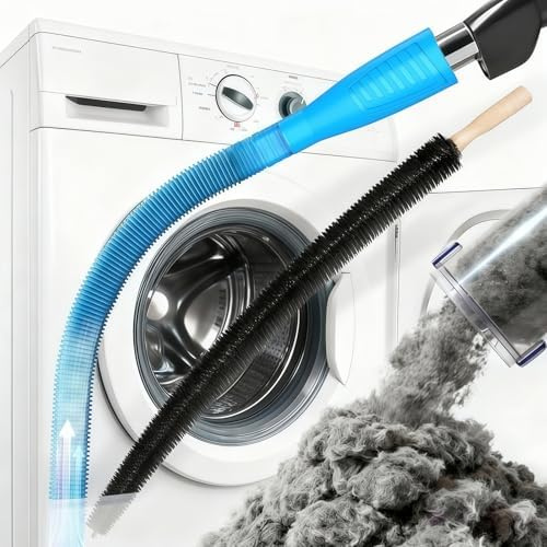 Rengöringssats för torktumlarsventil – universellt dammsugarslangsfäste och luddborste, rengör effektivt igentäppta torktumlarskanaler, passar de flesta dammsugare för torktumlare, kylskåpsspolar och