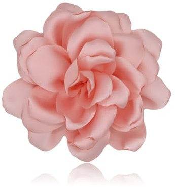 ZUWIJEQ 1 Pcs Broche Fleur de Roses, Broche Femme Vetement, Grande Broche de Mousseline, Pince à Cheveux, Barrette à Fleurs, Élégante Bijoux Cheveux, Broche Cheveux Pour Mariage, Fête, Danse(Rose)