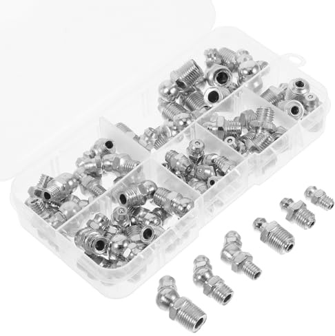 Yardwe Kit de 60 Boquillas Rosca M10 M8 M6 de Engrase de Acero Inoxidable Ángulos 45° 90° 180°, para Maquinaria y Sistemas Hidráulicos Automotrices