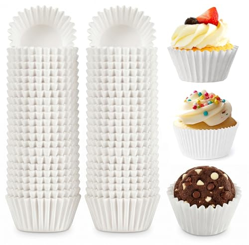 1000 mini pirottini in carta, diametro 2,5 cm | Pirottini di carta bianchi per mini muffin, per cuocere e cucinare