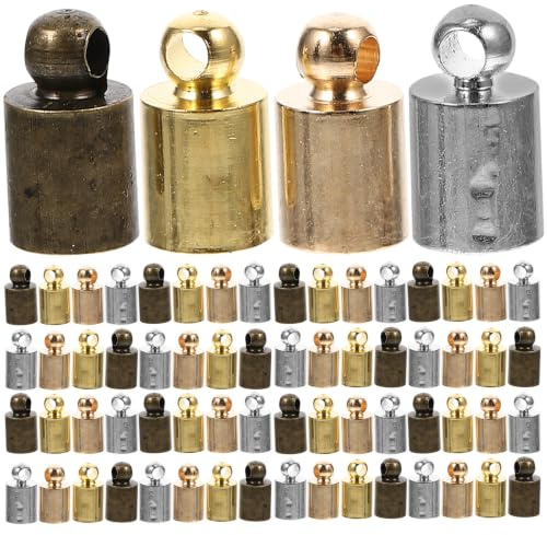 SWOOMEY Metallquasten als Schmuckzubehör aus Kupfer Endkappen 100 Stück Nicht Rostend Zufällige Farbe für Quasten und Kordeln für Handyketten und Dekoration