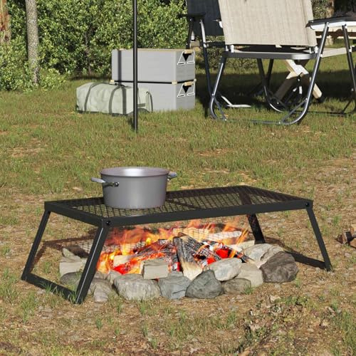 Kaloriko Gril de Camping Pliable Noir en Acier allié 58 x 31 x 2 cm, Barbecue Portable pour Jardin terrasse Balcon Camping Pique Nique, résistant aux intempéries et à la Rouille