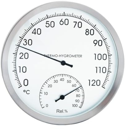 Analogue Thermometer Hygrometer Stainless Steel Indoor Room Temperature Humidity Meter for Kitchen Sauna Bathroom 127mm for dial