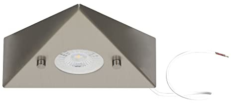 Trango 1er Erweiterungsset 6739-12 Küchenunterbauleuchte inkl. 1x 4,8 Watt LED Modul 3000K warmweiß direkt 230 Volt *COOK* Einbauleuchte, Einbaustrahler aus Edelstahl, Dreieckleuchte, Schrankleuchte