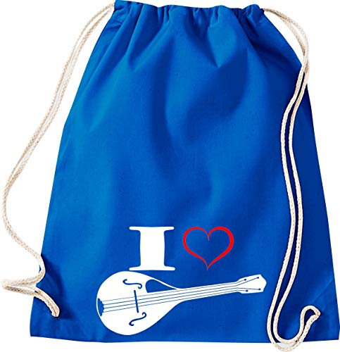 Shirtstown, Sac de gym Musique I Love Mandoline, bleu roi