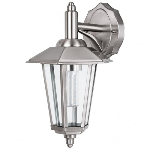 Maxkomfort E27 Außenwandleuchte aus Edelstahl und Glas klassische Außenleuchte IP44-601B