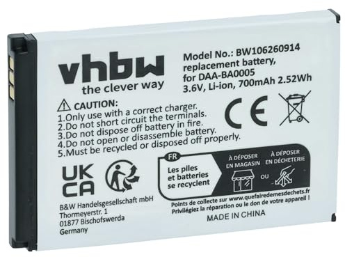 vhbw Batería Compatible con Creative Zen Micro, Zen Micro 5GB | Zen Micro 6GB reproductor de música MP3 (700 mAh, 3,7 V, Li-poli)