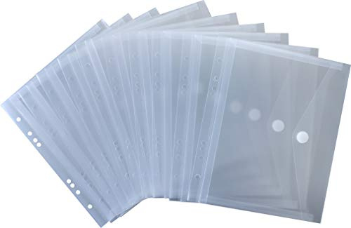 Kim Kranholdt Dokumententaschen Sammelmappen Sichttaschen A5 quer transparent natur - Dokumentenmappe zum Abheften mit EURO-Lochung, Dehnfalte, Abheftrand, Klappe und Klettverschluss, NEUTRAL - 10 StÃ | Reißfeste 180 my PP‑Folie mit Dehnfalte und sicherem Klettverschluss – ideal zum geschützten Sortieren und Aufbewahren