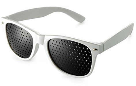 Ganzoo rasterbrille lochbrille gallerbrille, vit form B med hopfällbara skalmar, pinhole-hålraster för medvetna synpauser, för datorarbete, telefon, tv, läsning av större text och fokusövningar