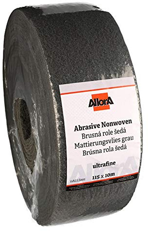 AllorA – Schleifvlies Rolle | Mattierungsvlies zum Schleifen & Polieren von 2-Komponentenlacken, Ausnebelzonen, Grundmaterialien uvm. (115 mm x 10 m) (Rolle Grau | Körnung P1500)