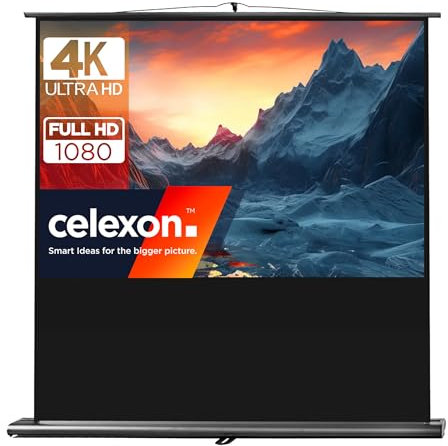 celexon Écran de Projection Portable Ultramobile Professional Pull-Up 90 | 200x125 cm 16:10 | Écran de vidéoprojecteur 4K Full HD à déploiement Rapide | poignée de Transport + mât télescopique