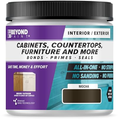 Beyond Paint All-in-One Refinishing Paint, No Sanding, Matte Finish for Cabinets, Countertops, Furniture and Doors, 1 Pint, Mocha