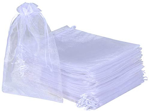 SOMFIUI 50 Stück Organzasäckchen Weiß 20 x 30 cm Organzabeutel Säckli Beutel Geschenk Schmuckbeutel (50pcs-Weiß, 20x30cm)