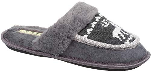 London Shoe Co Mens Slip On Festive Slippers & Warm Faux Fur Lined (numeric_8)