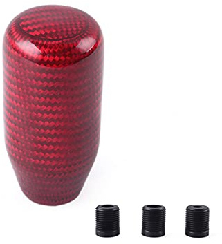 muge racing Carbon Fiber Shift Knob Gear Shifter Knobs with 3 Adapter Most Car Decorations Classic,Red-Long