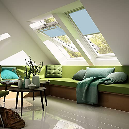 VELUX Original Sichtschutzrollo (RFL), Silberne Seitenschienen, Y45, Himmelblau // RFL Y45 4166S