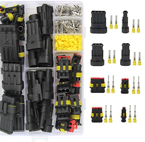 Kabel Steckverbinder Stecker Auto Wasserdichte Steckverbinder 1/2/3/4-polige Stecker und Buchsen für KFZ Motorrad Boote 352 Stück