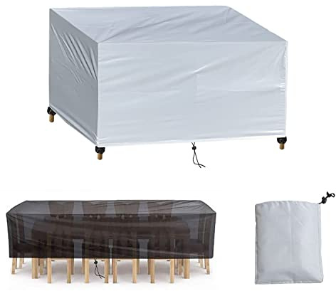 Housse Salon de Jardin Imperméables,110x90x60cm Housses de Meubles de Jardin de Terrasse,420D Oxford Housse de Protection pour Meuble Table Chaise,Couverture de Meuble Extérieur pour Jardin-Argent
