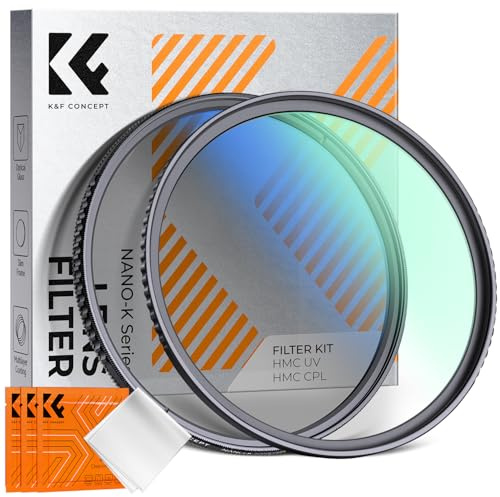 K&F CONCEPT Filterset 72mm Polfilter（ CPL）+ UV Filter | Zirkularer Polarisationsfilter & Schutzfilter,Optikglas mit 18-lagiger Nano-Beschichtung,HD Bild,Nano-Klear,FS301