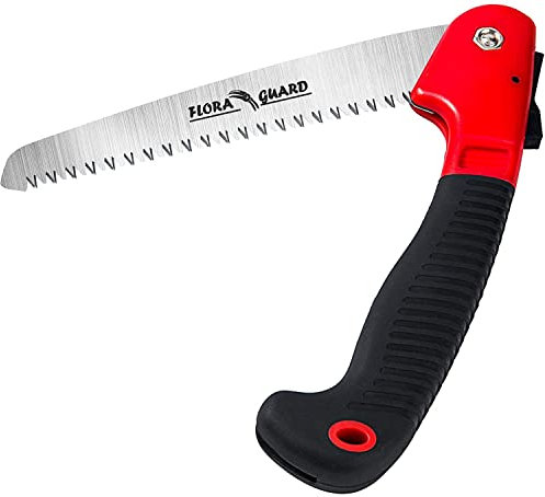 FLORA GUARD Handsäge,gehärtetes SK5 Sägeblatt 195mm,Astsäge mit TPR-Softgriff und Sicherheitsverriegelung,Klappsäge für den Garten- oder Baumschnitt, Camping