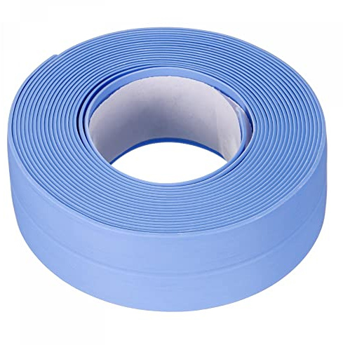 sourcing map Étanche Sceller Calfeutrage Bande Ruban Auto Adhésif 0,87W x 10,5'L PVC Étanchéité Ruban Adhésif pour Cuisine Toilettes Bleu