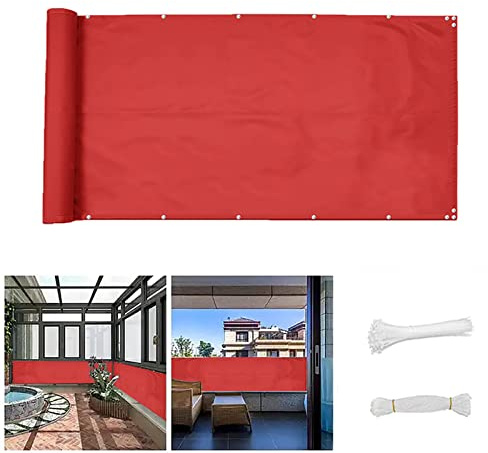 QINGLV Brise Vue Balcon 70x500cm Brise Vue Balcon Exterieur Opaque Imperméable Toile Brise Vue Balcon pour Jardin Terrasse ExtéRieur -Rouge