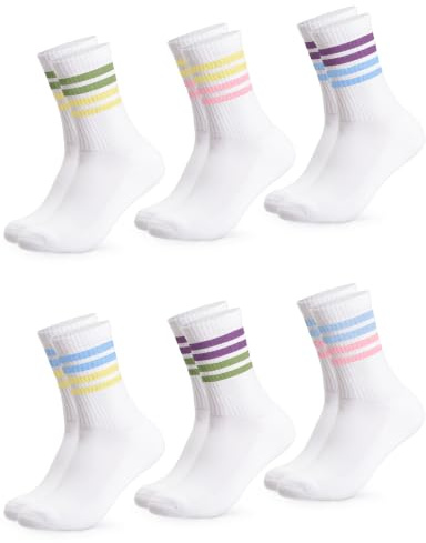 Occulto Damen Retro Tennissocken 80% Baumwolle 6er Pack (Modell: Steffi)