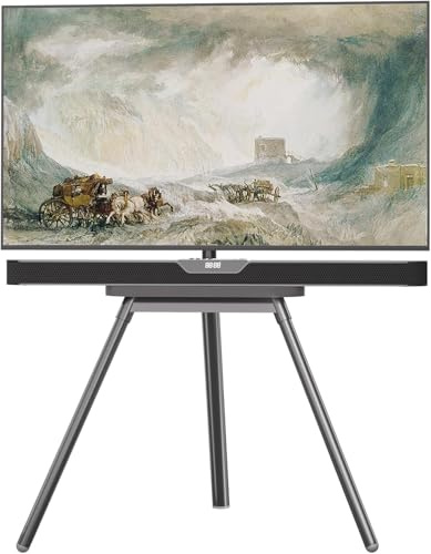 PUTORSEN Easel Universal TV-stativ för TV från 43 till 65 tum, svängbart och höjdjusterbart med solid stålbas, kan hålla upp till 40 kg, VESA Max 400 x 400 mm (grå)