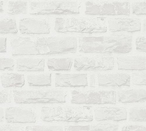 BRICOFLOR Tapete in Steinoptik weiß Moderne Vliestapete in Mauer Optik ideal für Badezimmer und Flur 3D Steintapete hell