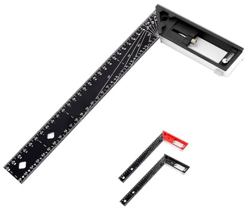 VERNILLA Zimmermannswinkel, 30,5 cm Kombinationswinkel, verstellbares Quadrat 30-90 Grad, L-Quadrat für präzises Messen, Zeichnen, Holzarbeiten, rechtwinkliges Lineal, L-förmiges Lineal, Metallwinkel
