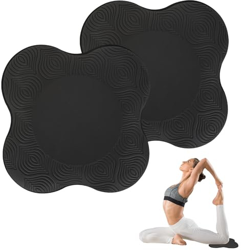KYSUN 2 Pack Yoga Kneeling Pads, Yoga Cushion Knee Pad, Workout Kneeling Pad, Pilates Cushion for Knees, Non Slip Workout Kneeling Mat, Thick Sports Balance Pad for Hands Wrists Elbows (Black)