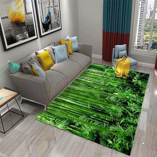 XINRUYI 3D Grüner Bambus Wald Bambusteppich Wohnzimmer Schlafzimmer Küche Bad rutschfeste Matte Dekoration