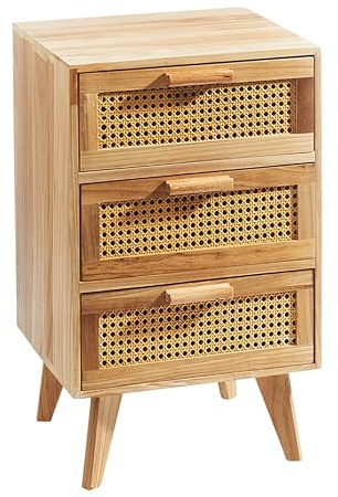 Kobolo Holzregal mit 3 Schubladen 40x35x66 cm Braun