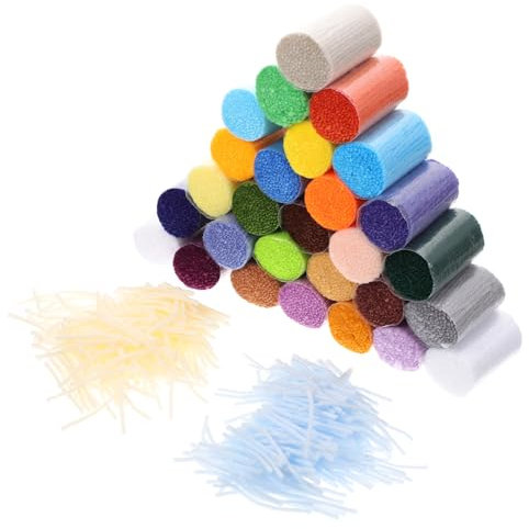 SEWACC Vorgeschnittenes Häkelgarn Satz 30 Farben Weiches Hautfreundliches Strickzubehör Für Selbstgemacht Teppiche Kissen Decken Umweltfreundliches Garn Für Handarbeiten