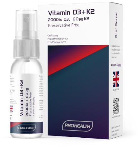 ProHealth Vitamin D3 2000 IU + K2 60 µg Spray, 4-Month Supply