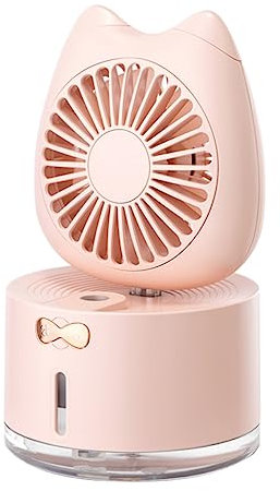 KICHOUSE Cat Fan Handheld Rechargeable Mini Fan Humidifying Summer Light-weight