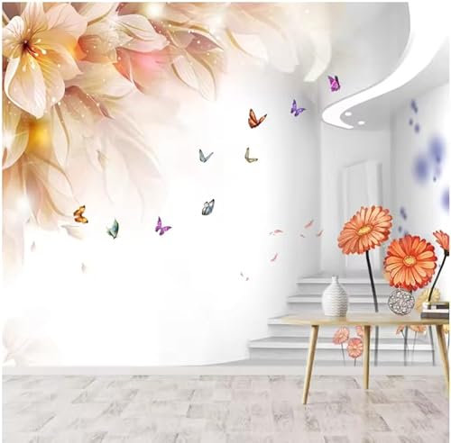 Papeles pintados para paredes de sala de estar, decoración del hogar, murales de interiores con motivos florales, papel tapiz 3D, 250 x 175 cm