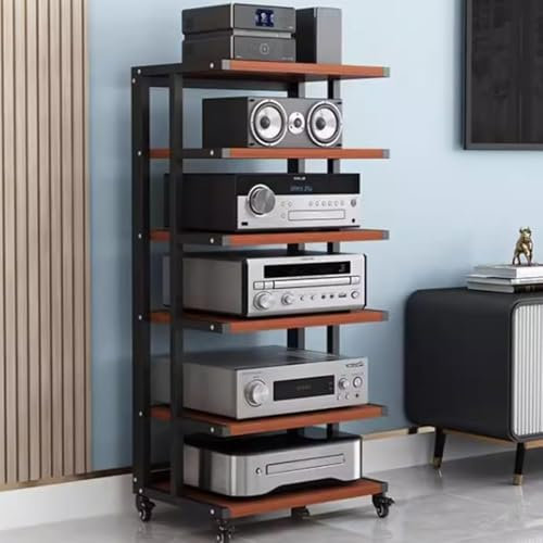 ZYXQQJ Gabinete De Componentes De Audio Soporte AV, Estante para HiFi, Estante para Amplificador, Estante para Consola De Videojuegos(Teak Wood,6 Tier)