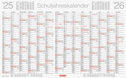 BRUNNEN Schuljahreskalender abwischbar (2025/2026), 1 Seite = 14 Monate