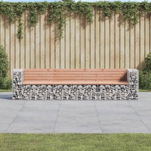 WSJHUHK Banc de jardin Gabion 287 x 71 x 65,5 cm Bois massif Douglas