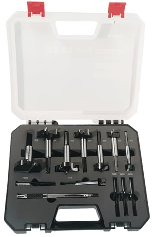 CSOOM Forstner-Bit-Set, Forstnerbohrer für Holz, Schlangenöffner, Sechskantgriff, Bohrwerkzeug für Hartholz, Weichholz, Kunststoff, Sperrholz, 13 Stück