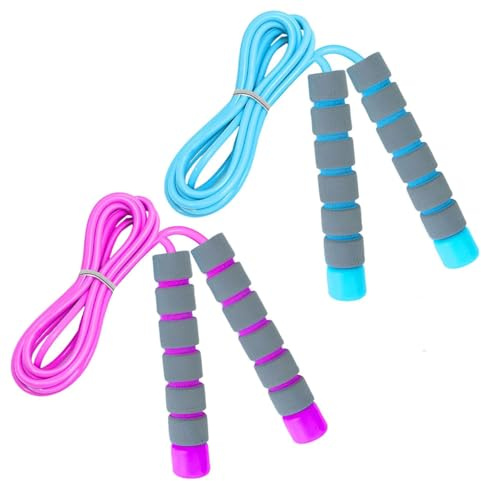 ZHAOYCSH Corda da Saltare 2 PCS,Corda Salto Regolabile con Maniglie in Schiuma per Ragazzi e Ragazze, Allenamento Fitness (Blu,Viola), Attrezzo Sportivo per Esercizi a Casa e Scuola