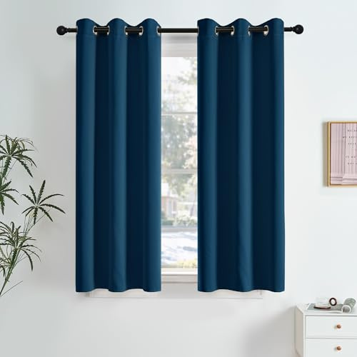 NICETOWN Morrocan Blue Decor Room Darkening Curtains 63 Inches Long 2 Panels for Living Room, Bedroom, Nursery Summer Thermal Insulated Blackout Drapes Grommet Noise Reducing Window Curtains, W40