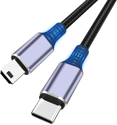 Replacement USB C to Mini USB Data Transfer Charging Cable Compatible with Canon EOS Rebel T1i T5i T6i T7,Nikon DSLR D610 D90 D40 Cameras for iPhone17/16/15, PC, Laptop, Tablet with USB-C(1m/3.3ft)