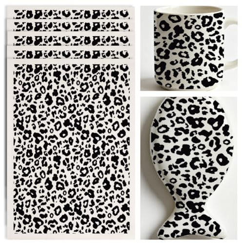 SUPERDANT 4 stycken leopardmönster underglasyr överföringsfolier för keramik dekorativa mönster lera överföringspapper keramiska dekaler pysseltillbehör vattendekaler för keramikthantverk