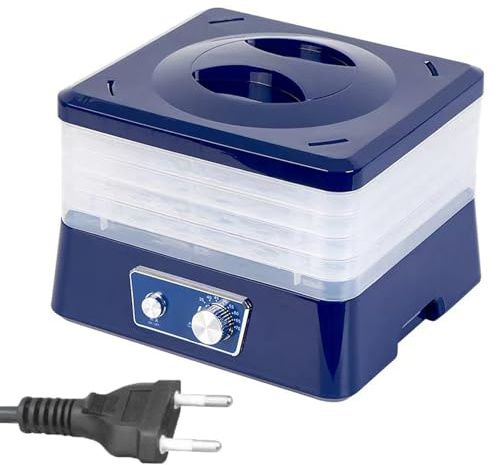 Walmeck Máquina Deshidratadora de Alimentos de 345 W con 5 Rejillas, Circulación de Aire de 360°, Secado a Baja Temperatura para Frutas, Cecina, Verduras, Liofilizadora, Ventana (Enchufe europeo)