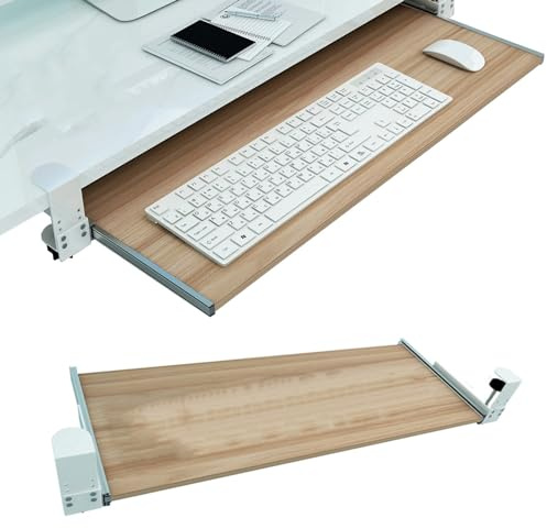 Justerbar tangentbordsbricka under skrivbordet med musplattform, ergonomisk tangentbordslåda, enkel kläminstallation, platsbesparande design för bekväm skrivning