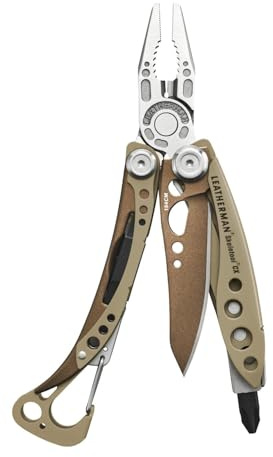 Leatherman Skeletool CX, Acero Inoxidable, Made in USA, Sandstorm | Multiherramienta 7 en 1 Para Camping y Supervivencia
