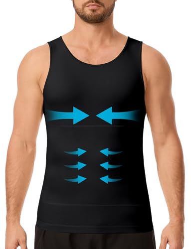 Men’s Compression Shirt Vest Slimming Body Shaper Shapewear | Sleeveless Tank Top Undershirt Tummy Control Waist Trainer Breathable Base Layer