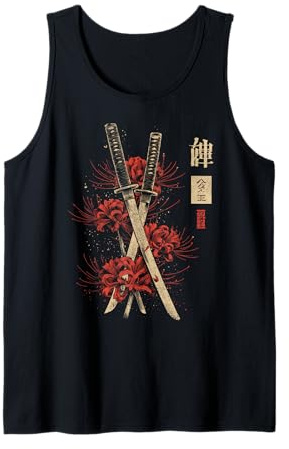 Ragno Rosso Giglio Fiore Katana Spada Anime Giapponese Otaku Canotta